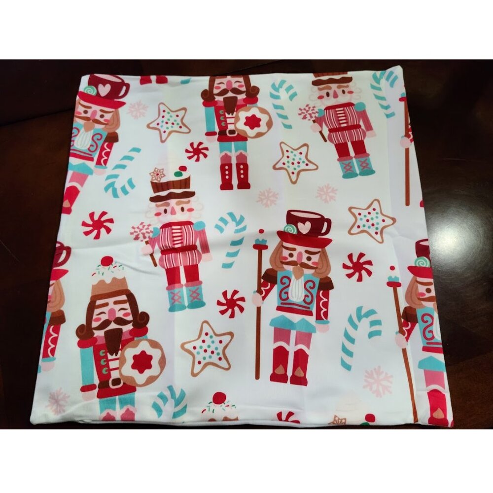 Nutcracker Christmas Pillow Cover Soft Decorative Accent Case Xmas Holiday Decor